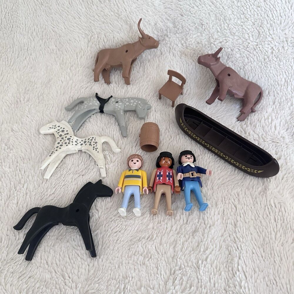 Vintage Playmobil Horse Cow Boat Animal Toy Mixed Small Lot